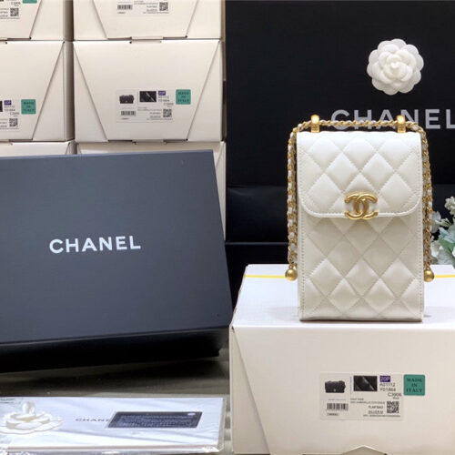 High Quality Luxury Chanel Gold Beads Mobile Phone Bag