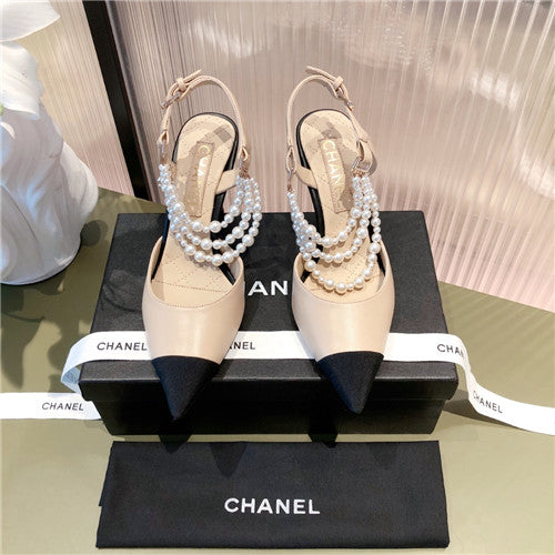 High Quality Luxury Chanel High Heel Pointed Pearl Sandals – Style 84262 product detail