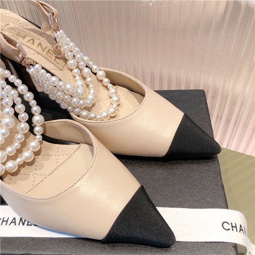 High Quality Luxury Chanel High Heel Pointed Pearl Sandals – Style 84262 product detail