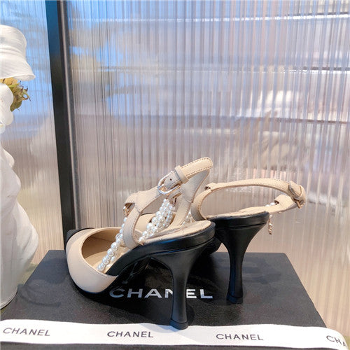 High Quality Luxury Chanel High Heel Pointed Pearl Sandals – Style 84262 product detail
