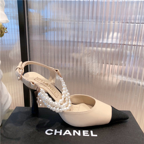 High Quality Luxury Chanel High Heel Pointed Pearl Sandals – Style 84262 product detail