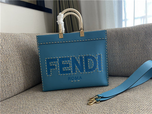 High Quality Luxury Fendi Sunshine Tote Medium Blue