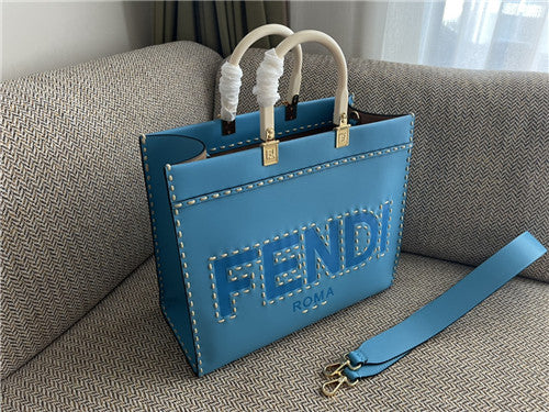High Quality Luxury Fendi Sunshine Tote Medium Blue product detail