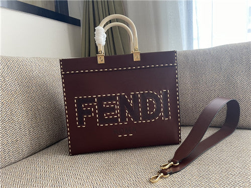 High Quality Luxury Fendi Sunshine Tote Medium Brown