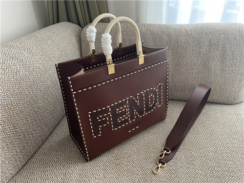 High Quality Luxury Fendi Sunshine Tote Medium Brown product detail