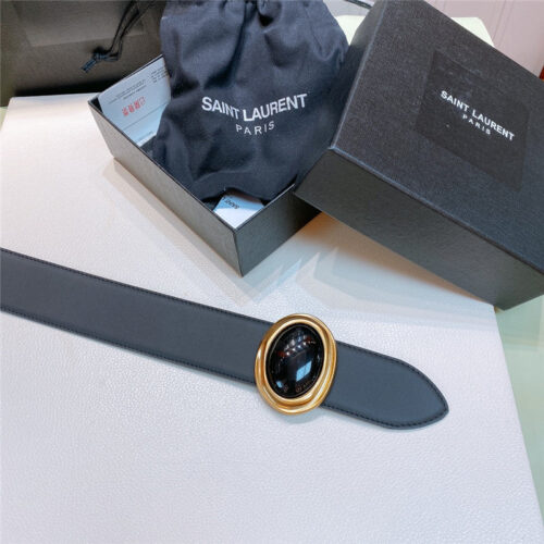 High Quality Luxury YSL Smooth Round Buckle Belt product detail