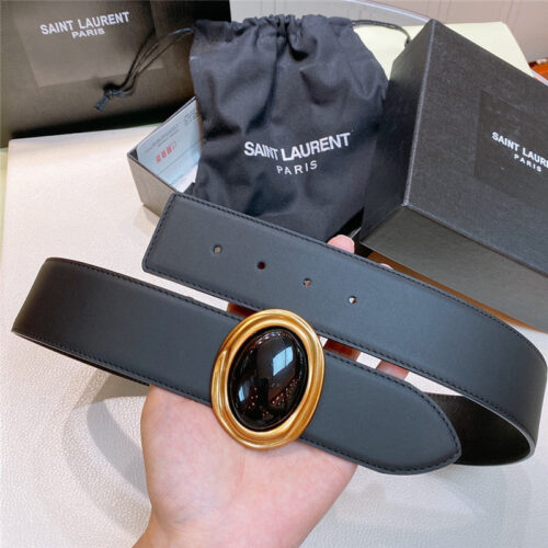 High Quality Luxury YSL Smooth Round Buckle Belt alternate view