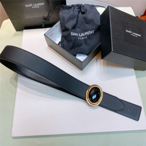 High Quality Luxury YSL Smooth Round Buckle Belt product detail
