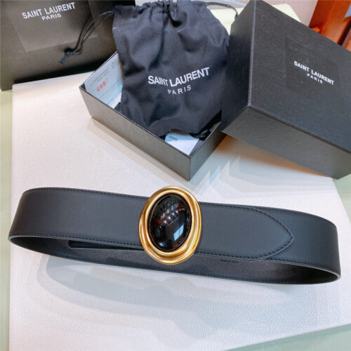 High Quality Luxury YSL Smooth Round Buckle Belt product detail