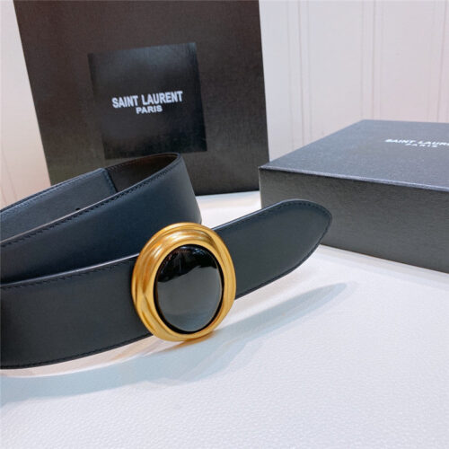 High Quality Luxury YSL Smooth Round Buckle Belt product detail