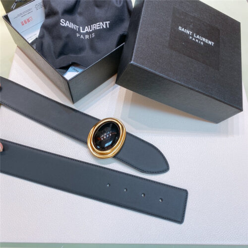 High Quality Luxury YSL Smooth Round Buckle Belt product detail