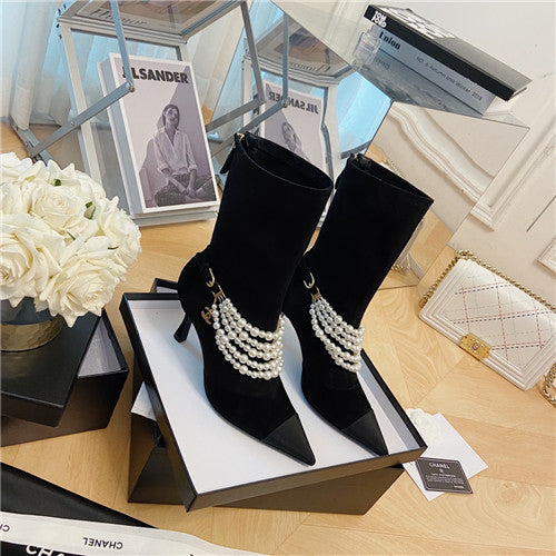 High Quality Luxury Chanel Pearl Boots
