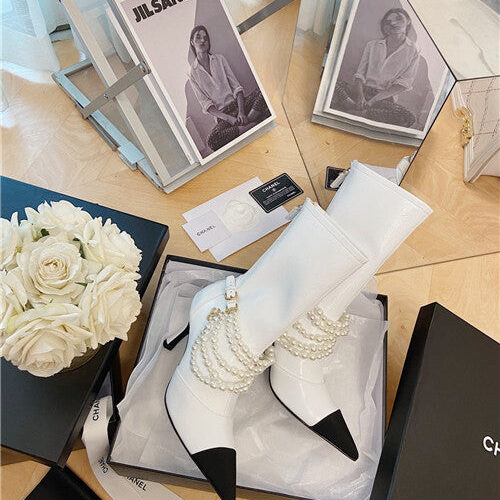 High Quality Luxury Chanel Pearl Boots – Style 25478 product detail