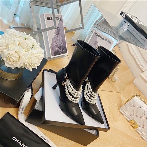 High Quality Luxury Chanel Pearl Boots – Style 23782
