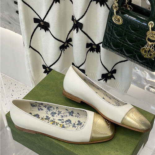 High Quality Luxury Gucci Square Toe Flat Shoes