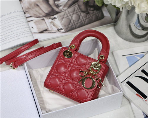 High Quality Luxury Dior Mini Lady Bag Red