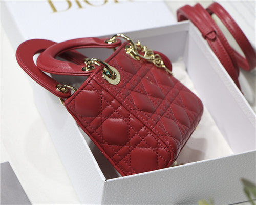 High Quality Luxury Dior Mini Lady Bag Red product detail