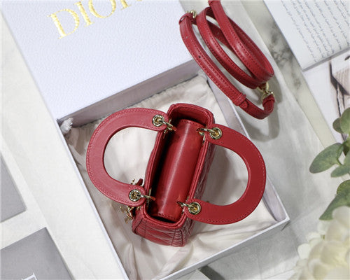 High Quality Luxury Dior Mini Lady Bag Red product detail