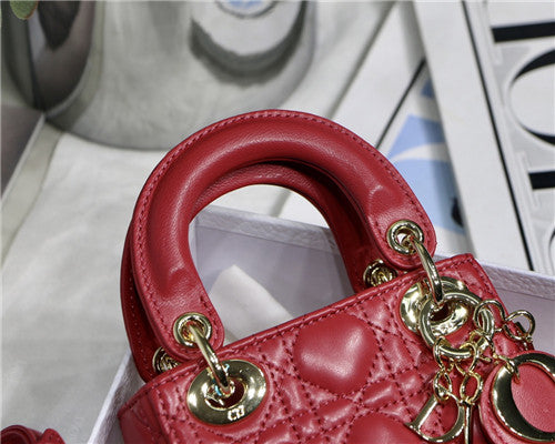 High Quality Luxury Dior Mini Lady Bag Red product detail