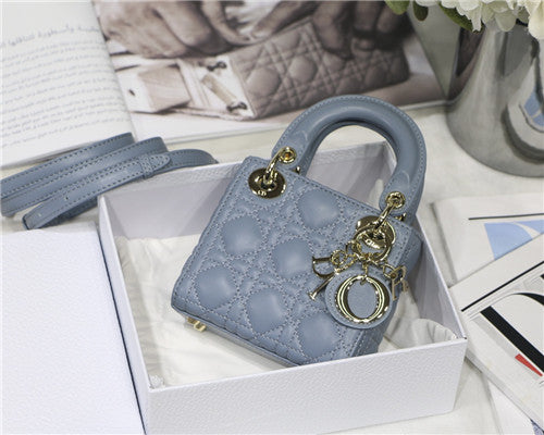 High Quality Luxury Dior Mini Lady Bag Blue