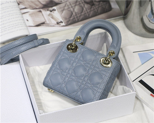 High Quality Luxury Dior Mini Lady Bag Blue product detail