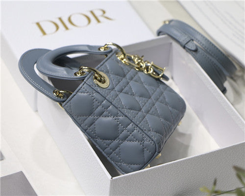 High Quality Luxury Dior Mini Lady Bag Blue alternate view