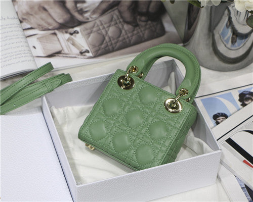 High Quality Luxury Dior Mini Lady Bag Green alternate view