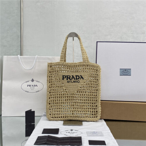 High Quality Luxury Prada Straw Tote Bag