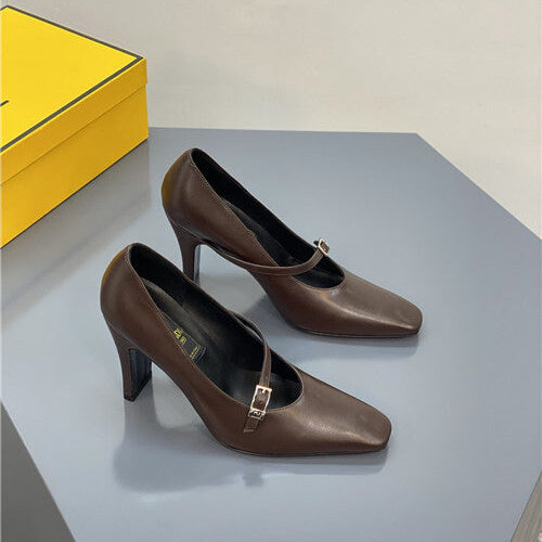 High Quality Luxury Fendi Square Heel High Heels