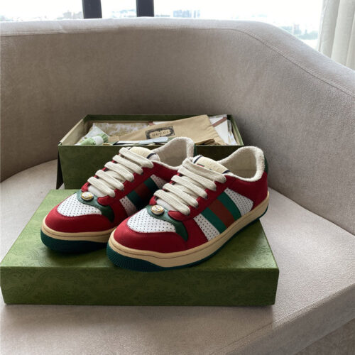 High Quality Luxury Gucci Screener Leather Sneaker Womens – Style 85811