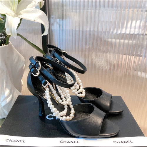 High Quality Luxury Chanel High Heel Pointed Pearl Sandals