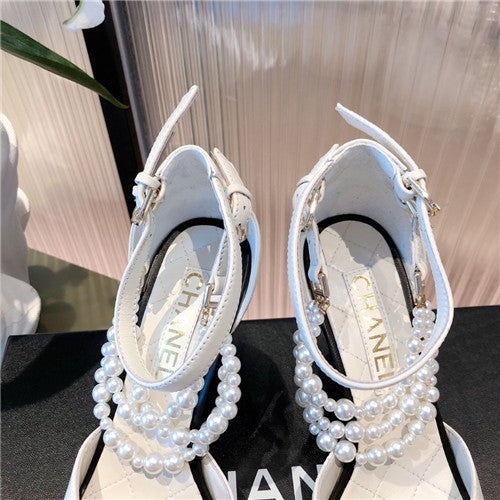 High Quality Luxury Chanel High Heel Pointed Pearl Sandals – Style 15334 product detail