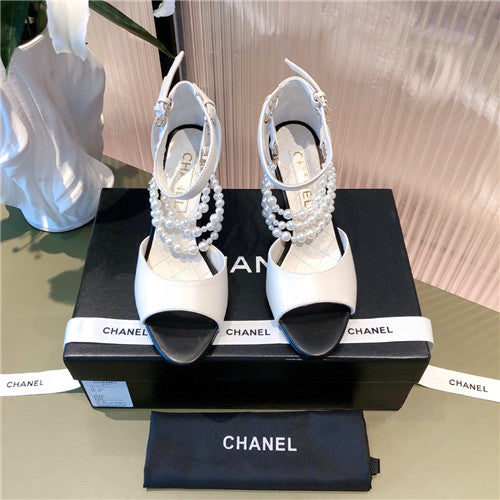 High Quality Luxury Chanel High Heel Pointed Pearl Sandals – Style 15334 alternate view