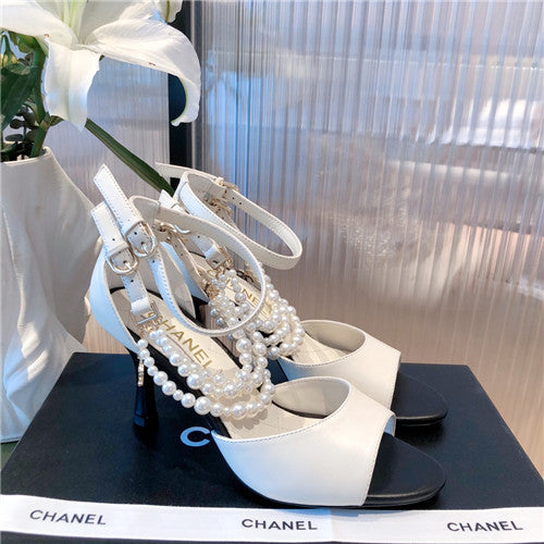 High Quality Luxury Chanel High Heel Pointed Pearl Sandals – Style 15334
