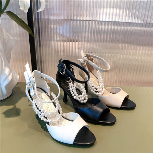 High Quality Luxury Chanel High Heel Pointed Pearl Sandals – Style 15334 product detail
