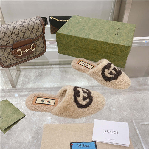 High Quality Luxury Gucci Wool Logo Slippers – Style 09299