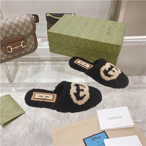 High Quality Luxury Gucci Wool Logo Slippers