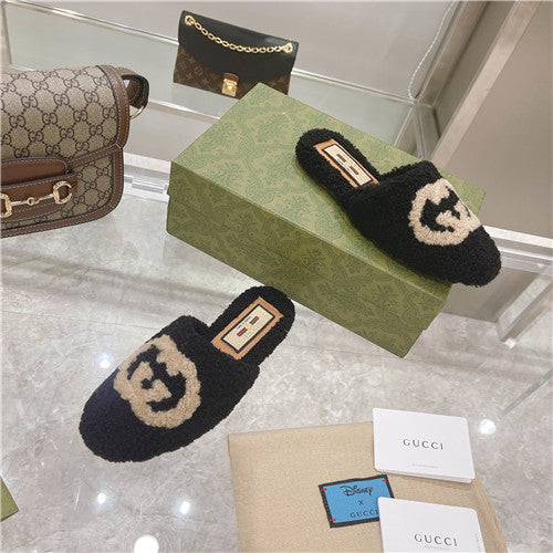 High Quality Luxury Gucci Wool Logo Slippers product detail
