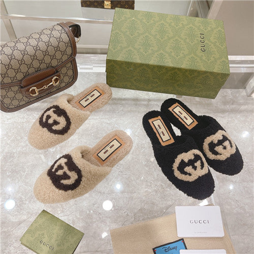 High Quality Luxury Gucci Wool Logo Slippers product detail