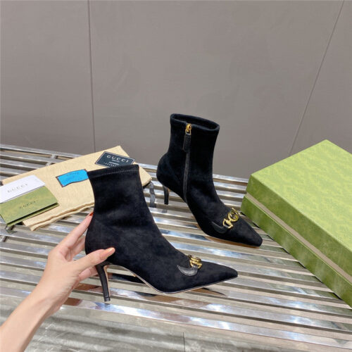 High Quality Luxury Gucci Pointed Toe High-Heeled Ankle Boots – Style 98899 product detail