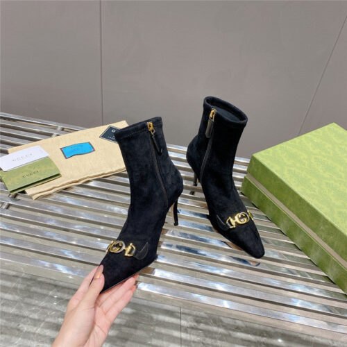 High Quality Luxury Gucci Pointed Toe High-Heeled Ankle Boots – Style 98899 product detail