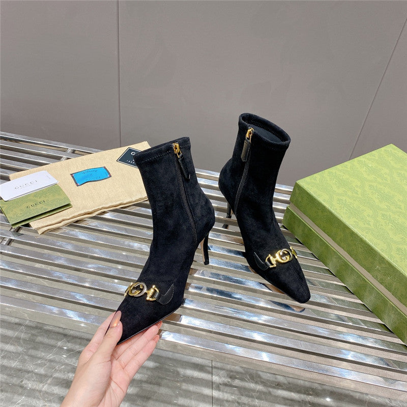 High Quality Luxury Gucci Pointed Toe High-Heeled Ankle Boots – Style 98899 product detail