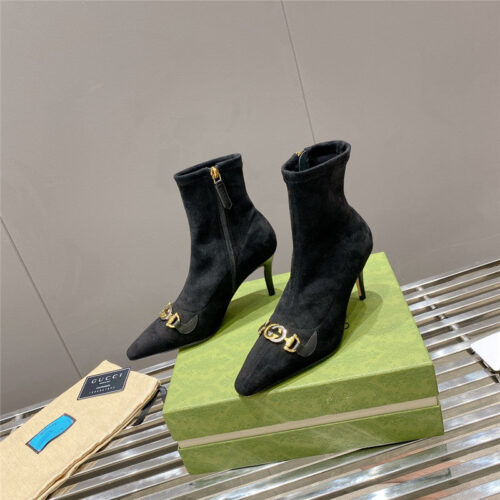 High Quality Luxury Gucci Pointed Toe High-Heeled Ankle Boots – Style 98899
