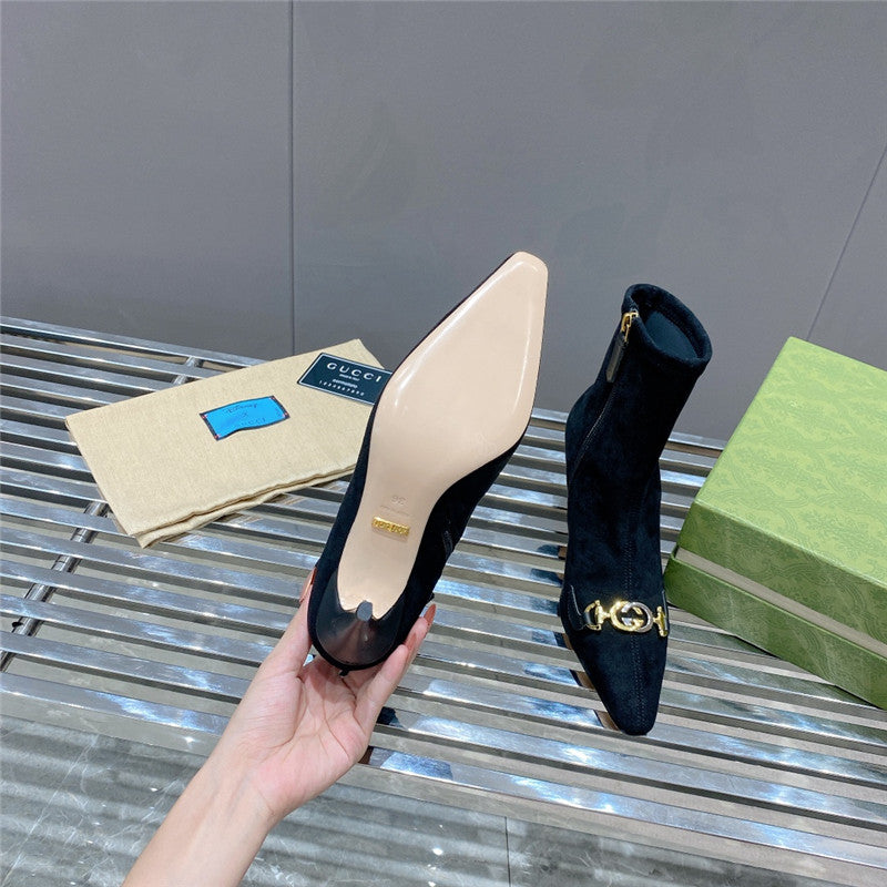 High Quality Luxury Gucci Pointed Toe High-Heeled Ankle Boots – Style 98899 product detail