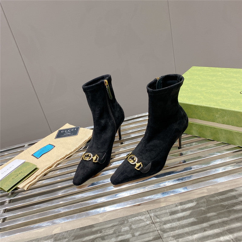 High Quality Luxury Gucci Pointed Toe High-Heeled Ankle Boots – Style 98899 product detail