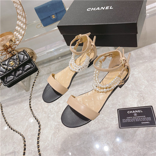 High Quality Luxury Chanel Pearl Sandals Womens
