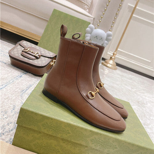 High Quality Luxury Gucci Horsebit Short Boots