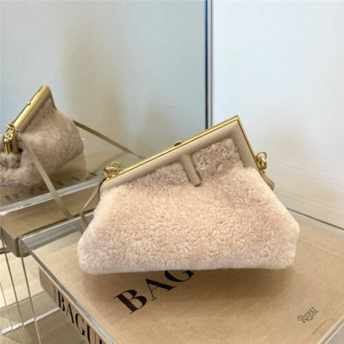 High Quality Luxury Fendi Lamb Wool First Bag