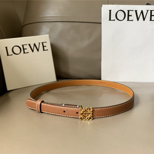 High Quality Luxury Loewe Palladium Metal Anagram Buckle Belt