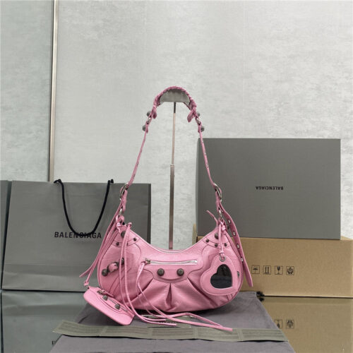 High Quality Luxury Balenciaga Le Cagole Leather Shoulder Bag Pink